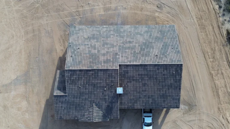 Aerial view of a shingle roof