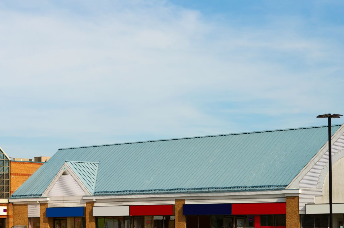 Office building with corrugated metal roof